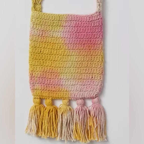 Urban Outfitters Handbags - Urban Outfitters Woven Neck sherbet pink yellow and orange fringed Pouch NWOT